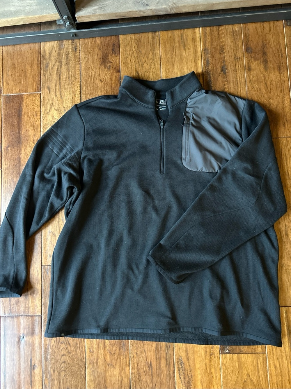 adidas Black Quarter-Zip Pullover with Contrast Pocket